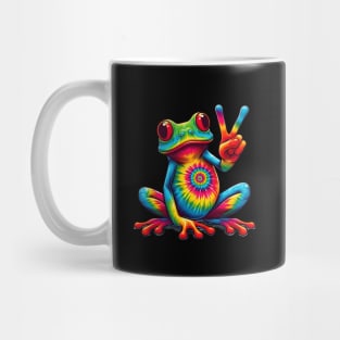 Tie Dye Frog Peace Sign Hippie Mug